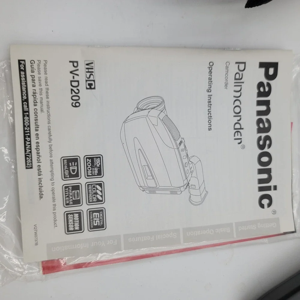 Panasonic Palmcorder PV-D209 VHS-C Camcorder 150x Digital Zoom Bundle with Box